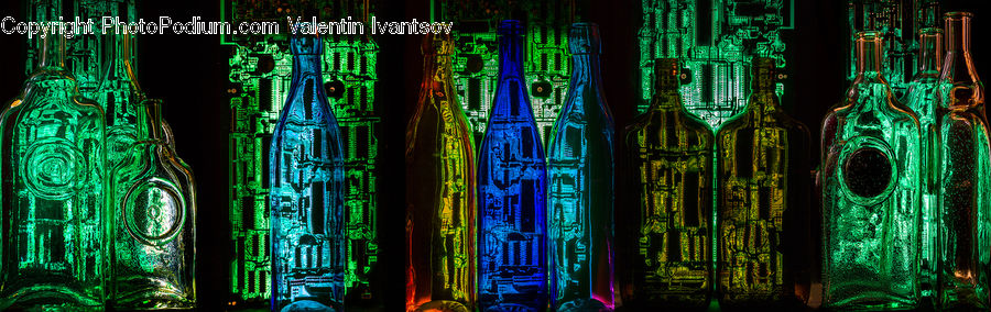 Bottle, Art, Stained Glass, Alcohol, Beverage, Drink, Collage
