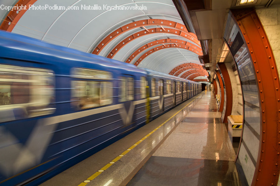 Subway, Train, Train Station, Vehicle, Banister, Handrail, Staircase