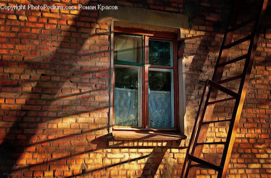 Window, Brick, Cobblestone, Pavement, Walkway