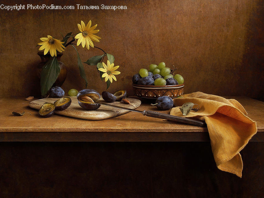 Fruit, Plum, Plant, Potted Plant, Coffee Table, Furniture, Table