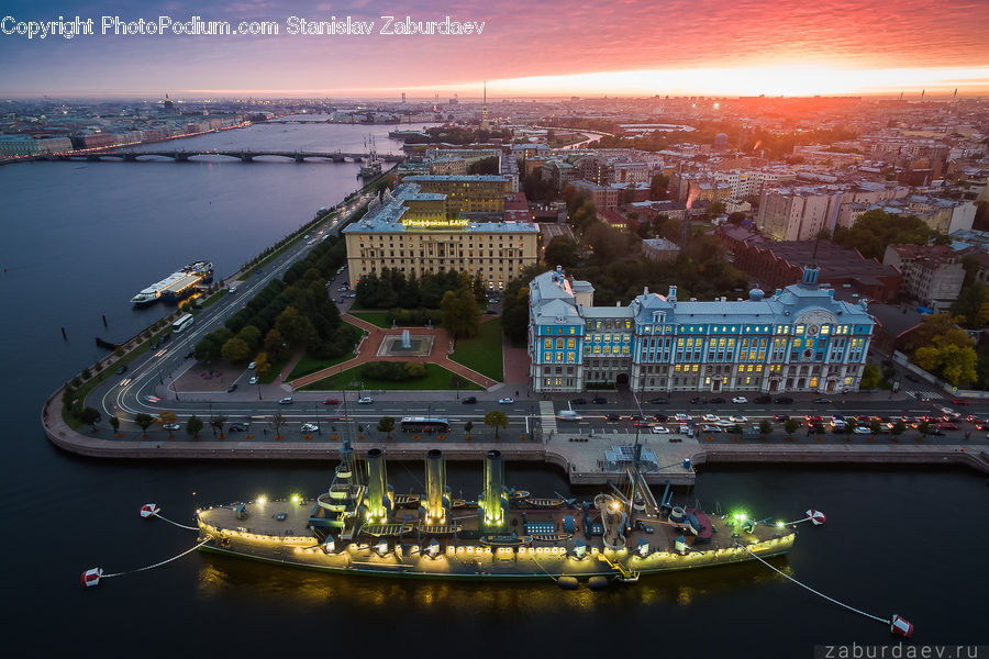 Cruise Ship, Ocean Liner, Ship, Vessel, City, Downtown, Urban