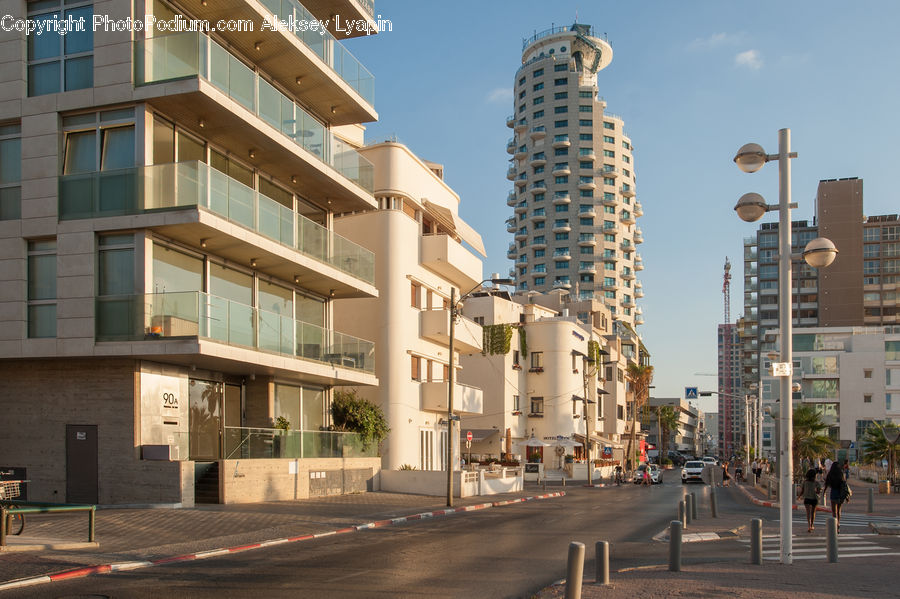 Building, Housing, Pedestrian, Person, City, High Rise, Road