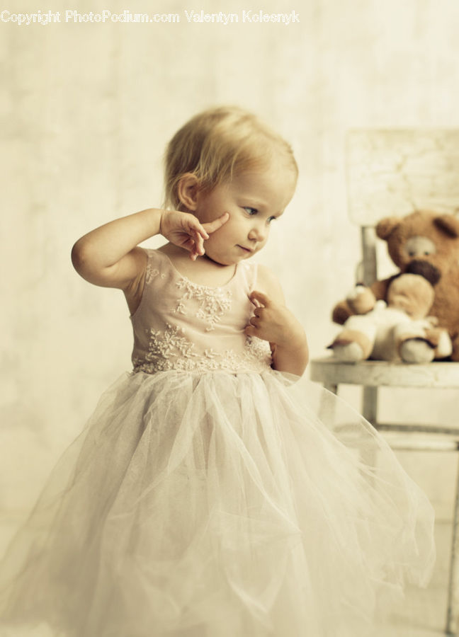 Teddy Bear, Toy, People, Person, Human, Lace, Clothing