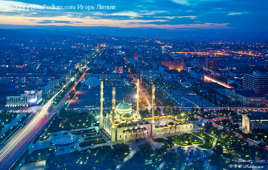 City, Downtown, Aerial View, Brochure, Flyer, Poster, Intersection