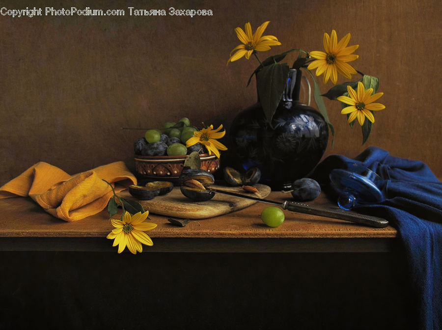 Plant, Potted Plant, Art, Painting, Still Life, Jar, Porcelain