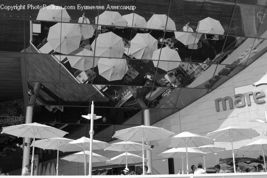 Umbrella, Collage, Poster, Chair, Furniture, City, Downtown