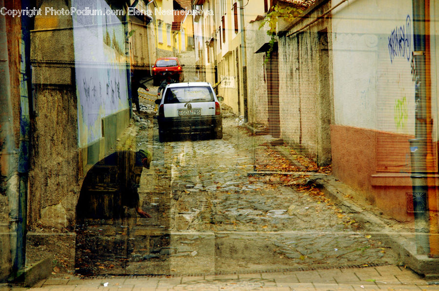 Alley, Alleyway, Road, Street, Town, Car, Van