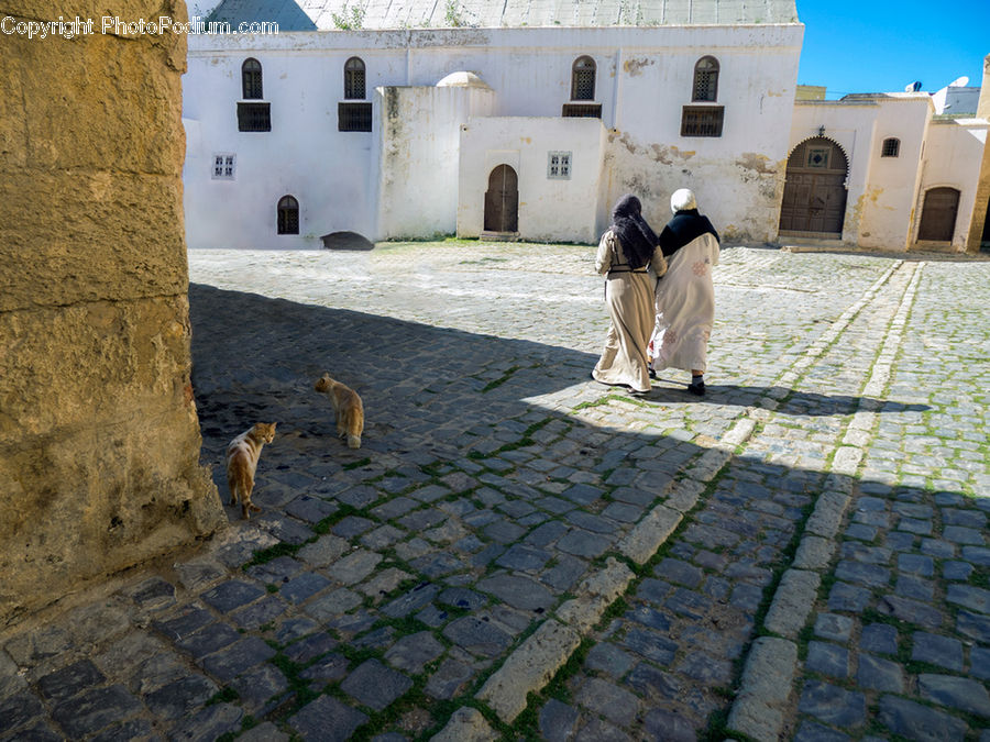 People, Person, Human, Castle, Fort, Cobblestone, Pavement