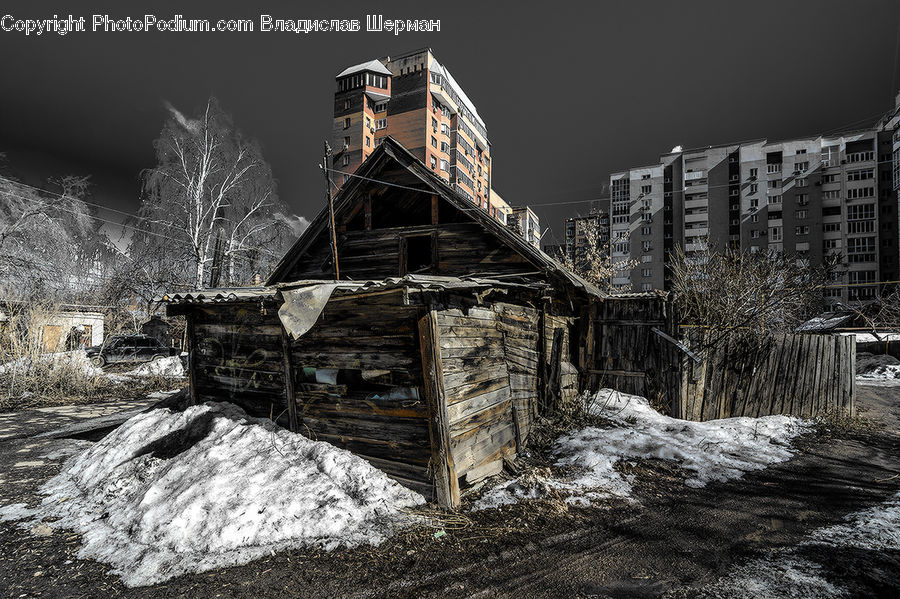 Bulldozer, Tractor, Vehicle, Rubble, Cabin, Hut, Rural