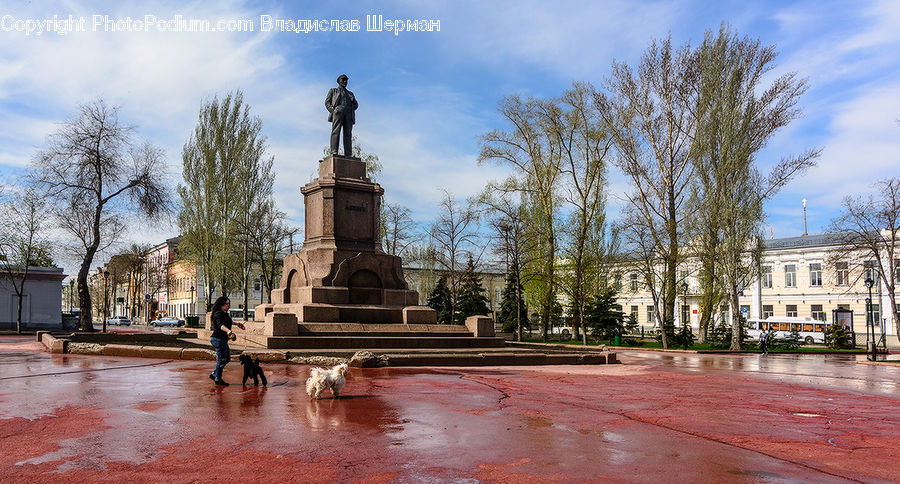Architecture, Downtown, Plaza, Town Square, Fountain, Water, Building
