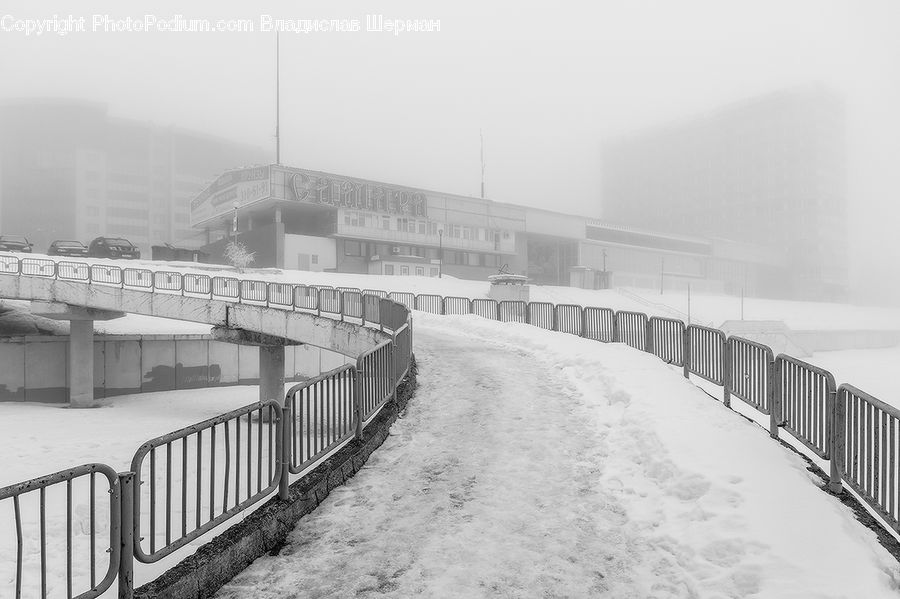 Railing, Ice, Outdoors, Snow, Bridge, Path, Trail