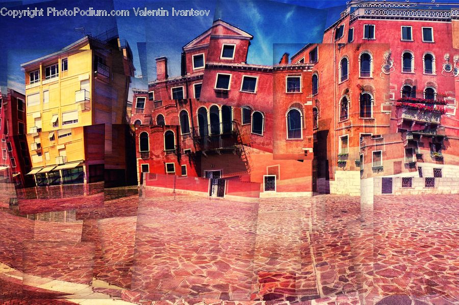 Brick, Lumber, Architecture, Court, Building, Housing, Villa