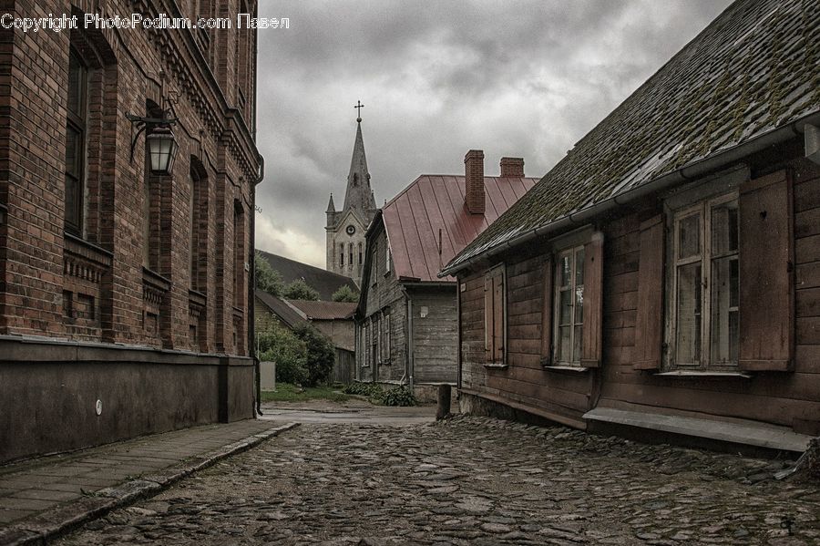Cobblestone, Pavement, Walkway, Building, Downtown, Town, Road