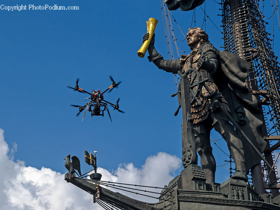 Art, Gargoyle, Statue, Aircraft, Airliner, Flight, Monument