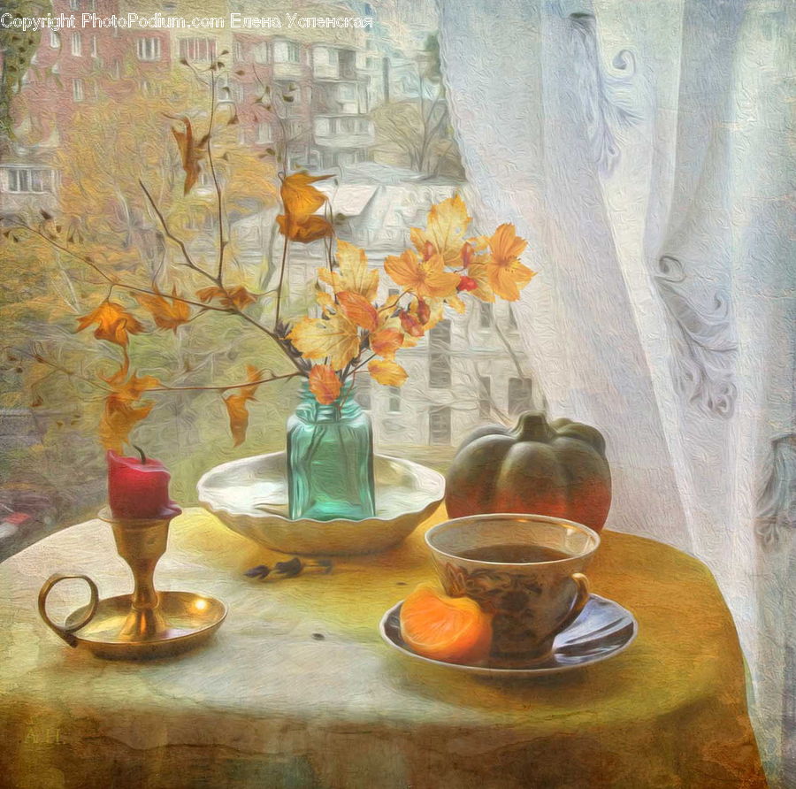 Art, Painting, Glass, Goblet, Dining Table, Furniture, Table