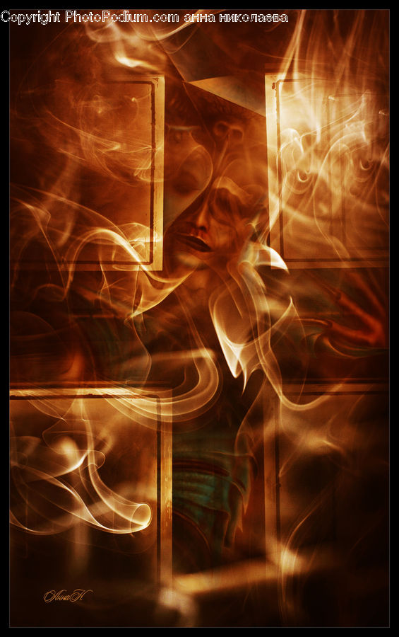 Fire, Flame, Fireplace, Hearth, Light, Art
