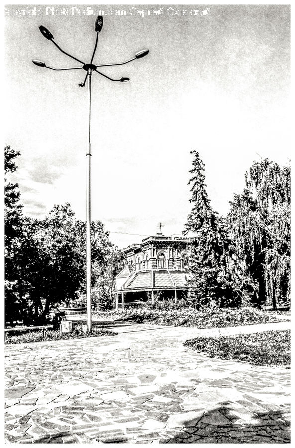 Building, Housing, Villa, Architecture, Court, Mansion, Paper