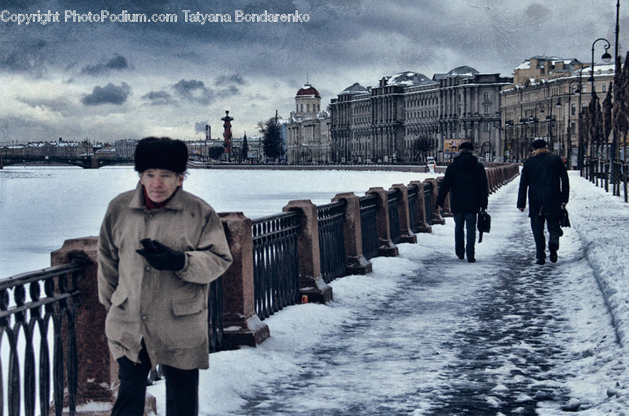 Human, People, Person, Back, Railing, Ice, Outdoors