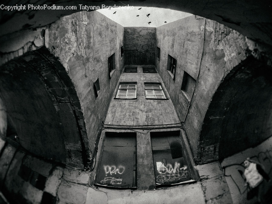 Fisheye, Arch, Brick, Alley, Alleyway, Road, Street