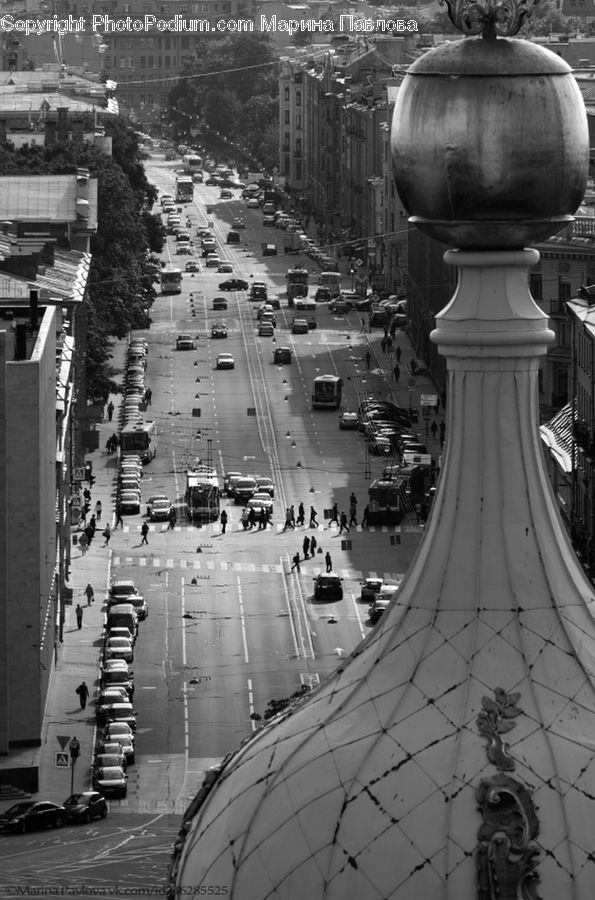 City, Downtown, Intersection, Road, Aerial View, Urban, Ivy