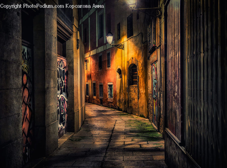 Alley, Alleyway, Road, Street, Town, Cobblestone, Pavement