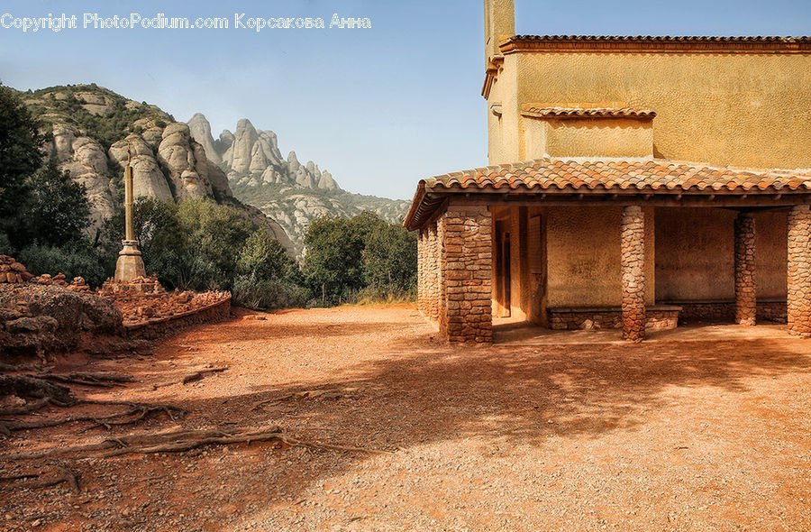 Brick, Dirt Road, Gravel, Road, Cabin, Hut, Rural
