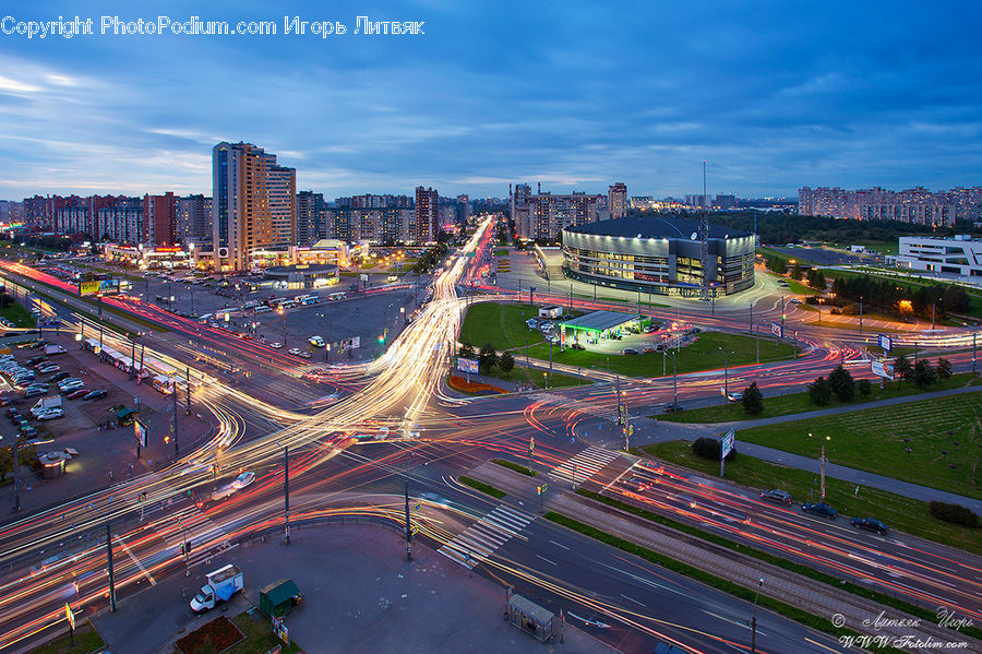 Freeway, Road, Intersection, City, Downtown, Metropolis, Urban