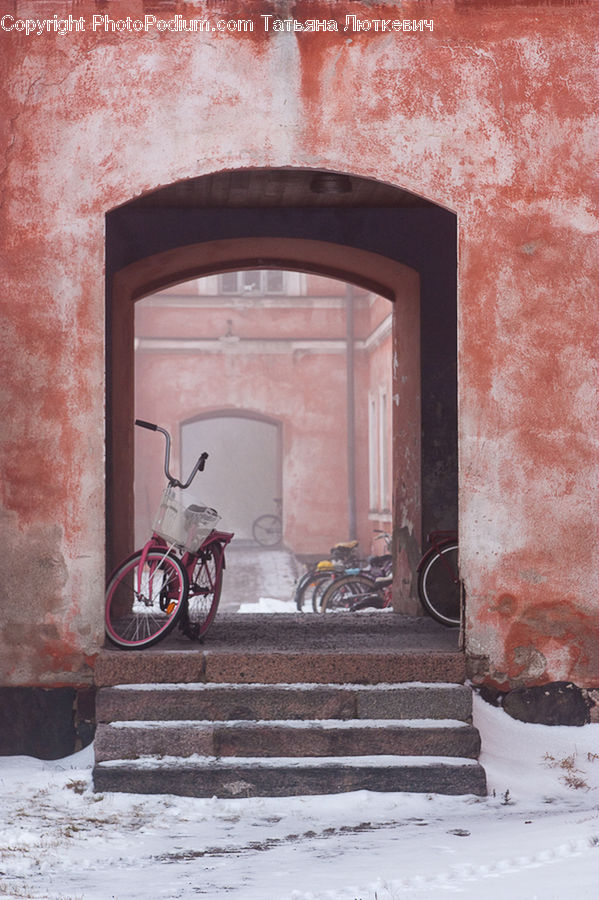 Bicycle, Bike, Vehicle, Fireplace, Hearth, Brick, Tricycle