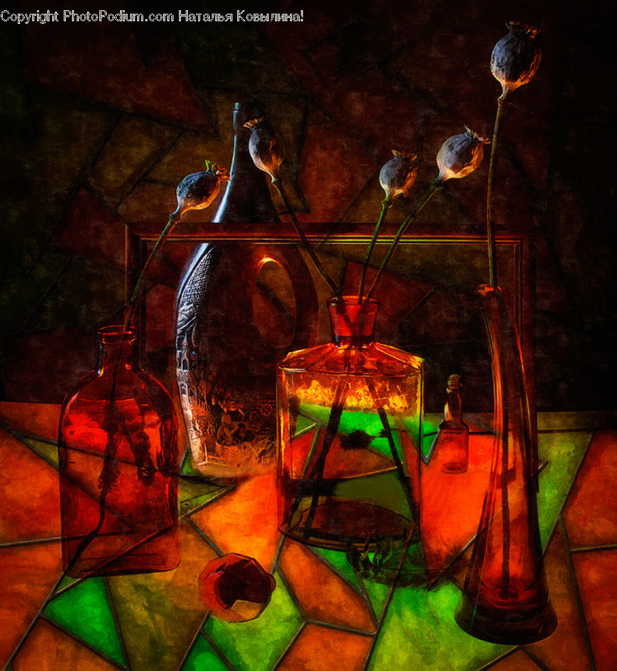 Chair, Furniture, Glass, Goblet, Art, Modern Art, Beverage