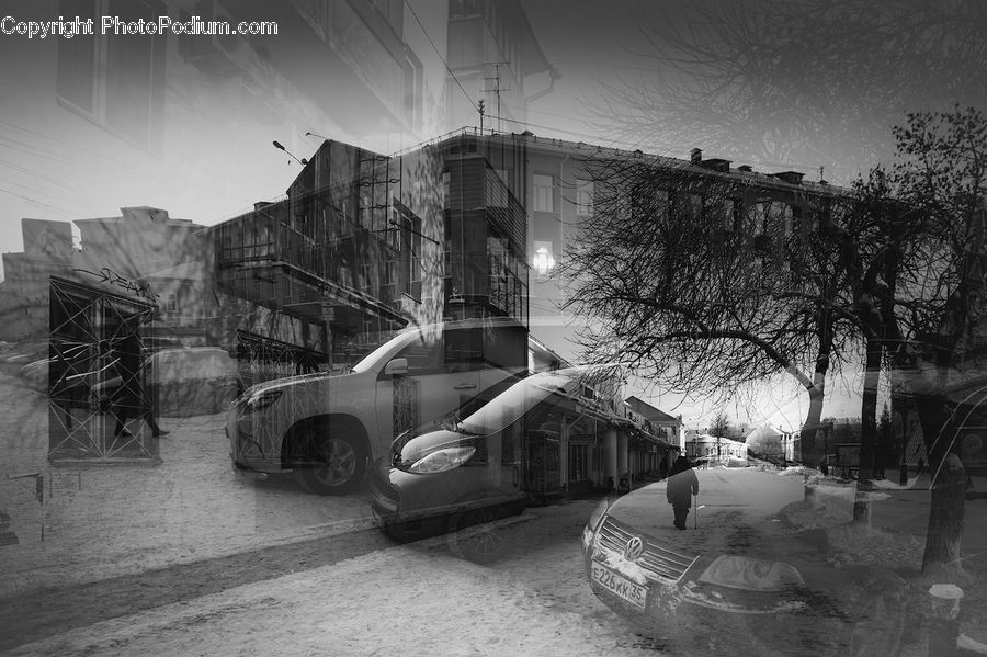 Car, Van, City, Downtown, Urban, Alley, Alleyway