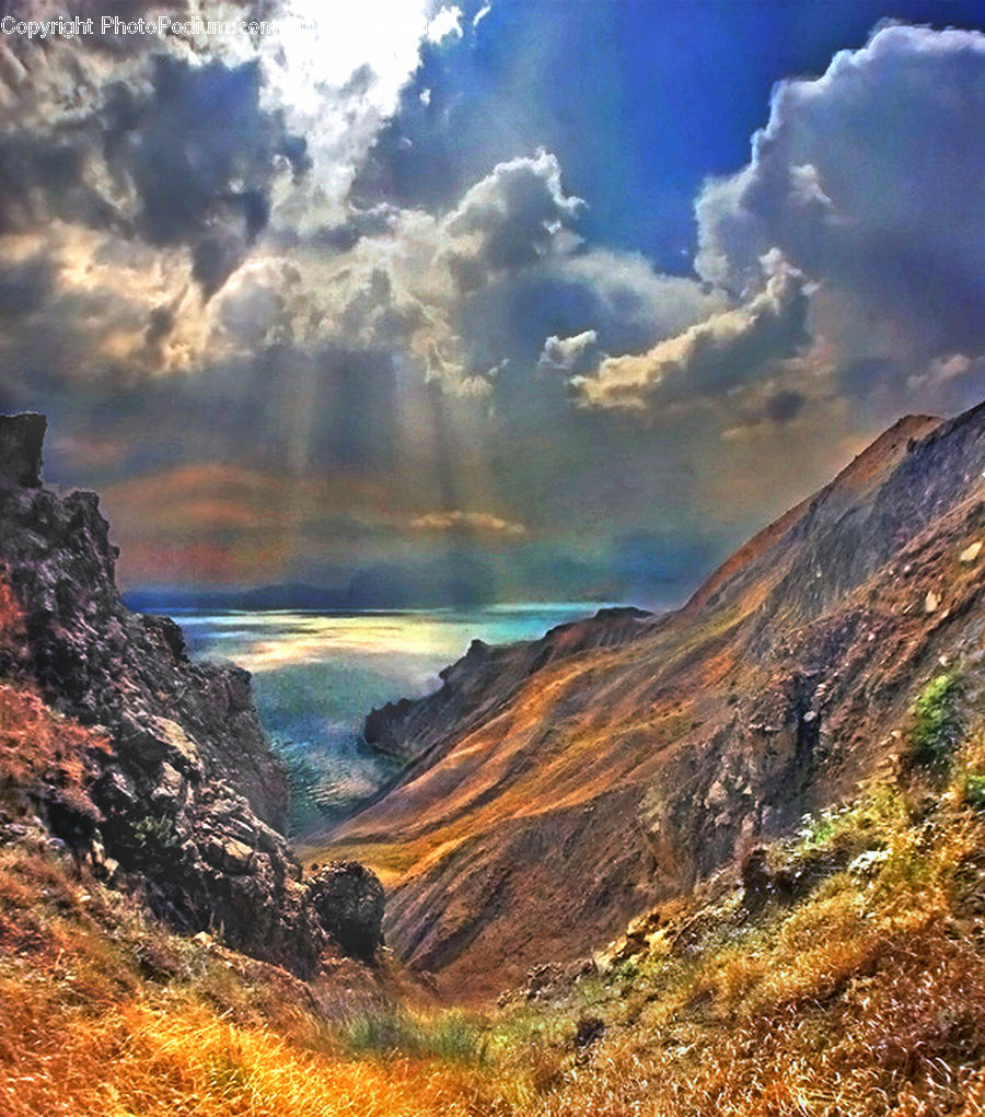 Cliff, Outdoors, Mountain, Valley, Azure Sky, Cloud, Sky