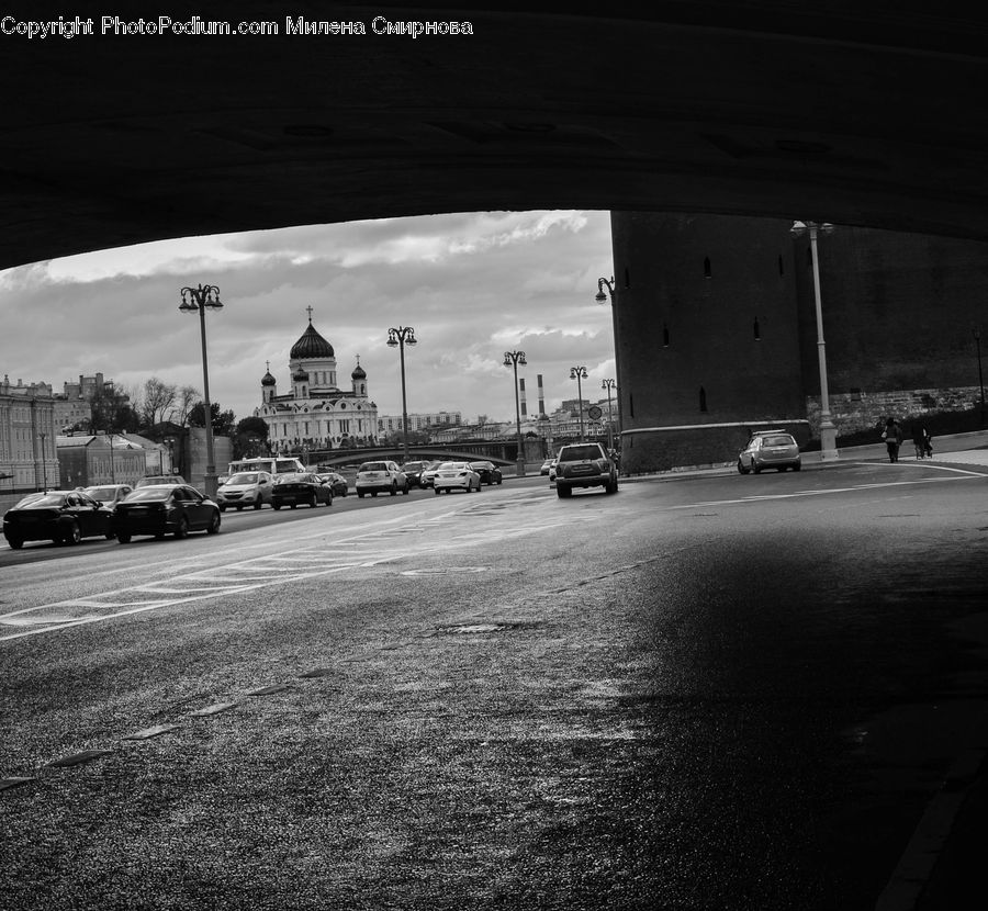 Asphalt, Tarmac, Column, Pillar, Intersection, Road, Bench