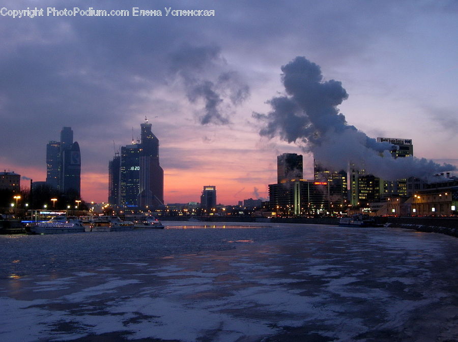 City, Downtown, Metropolis, Urban, Waterfront, Building, High Rise