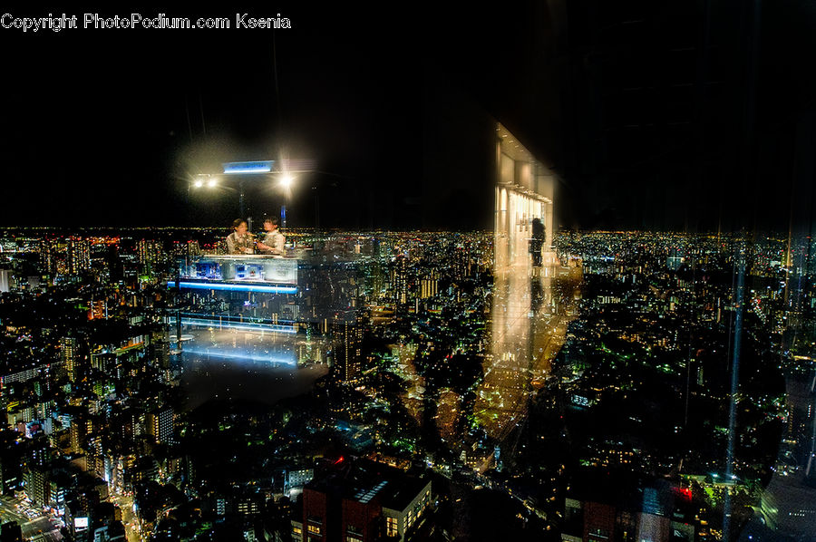 City, Downtown, Night, Outdoors, Fireworks, Metropolis, Urban