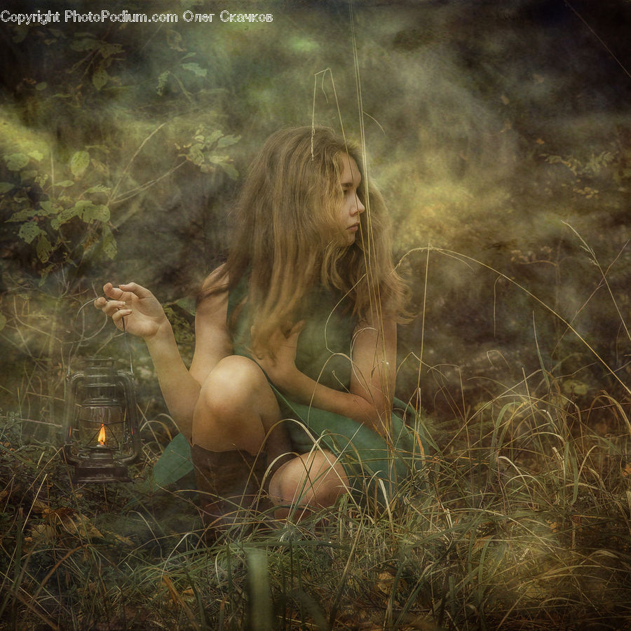 Angel, Female, Girl, Person, Woman, Field, Grass