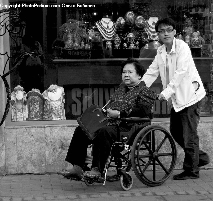 Wheelchair, People, Person, Human, Clothing, Overcoat, Suit