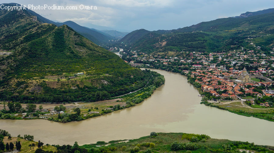 Building, Downtown, Town, Nature, Outdoors, River, Water