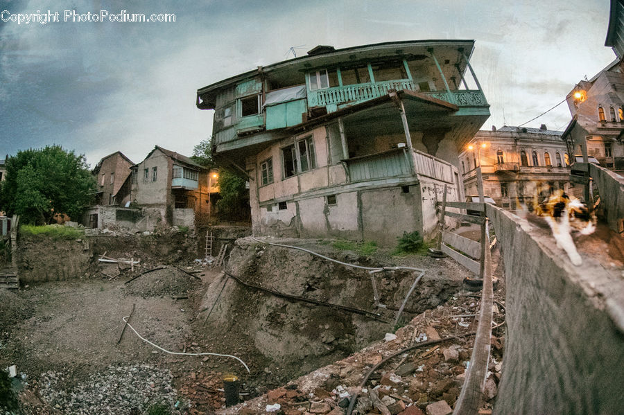 Demolition, Rubble, Building, Downtown, Town, Backyard, Yard
