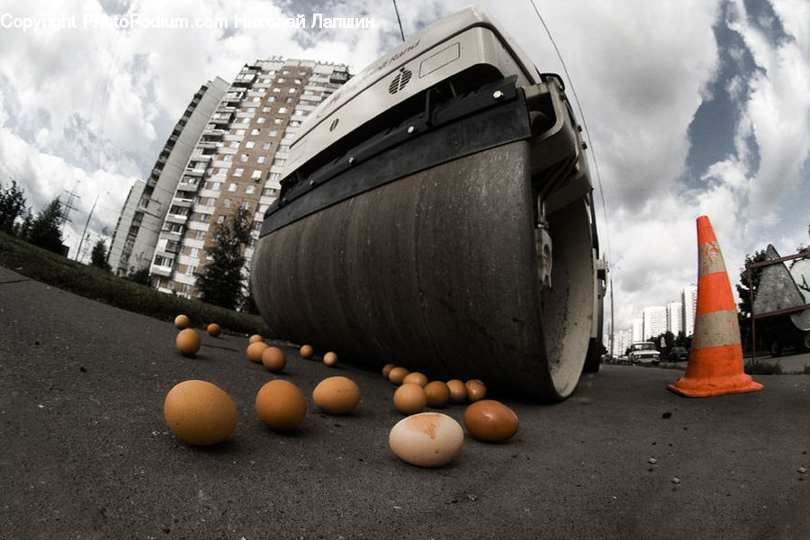 Cone, Egg, Pebble, City, Downtown, Building