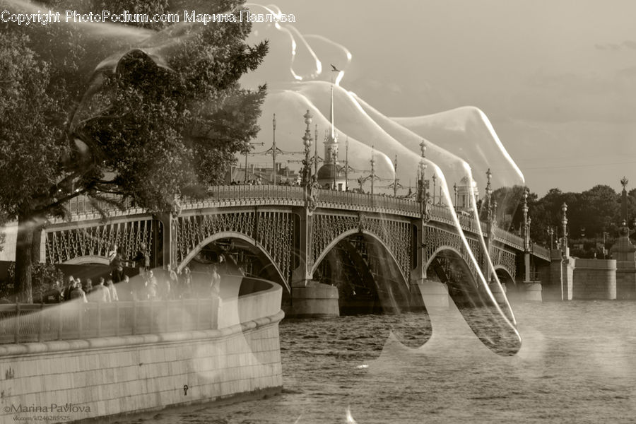 Bridge, Park, City, Downtown, Urban