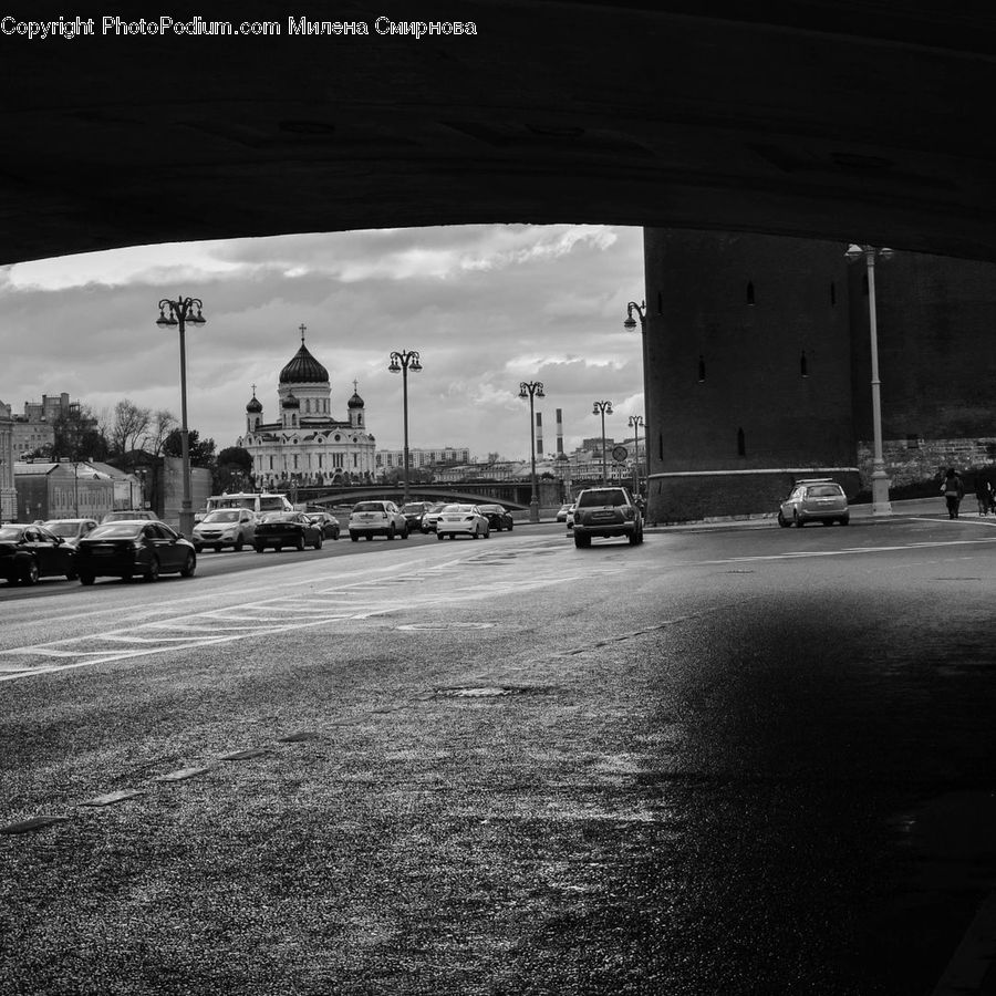 Asphalt, Tarmac, Intersection, Road, City, Downtown, Urban