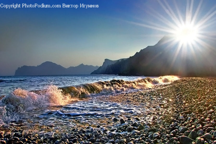 Flare, Light, Sunlight, Coast, Outdoors, Sea, Water