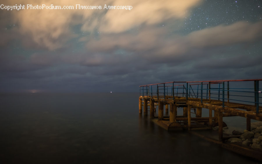 Dock, Pier, Freeway, Overpass, Horizon, Sky, Boardwalk