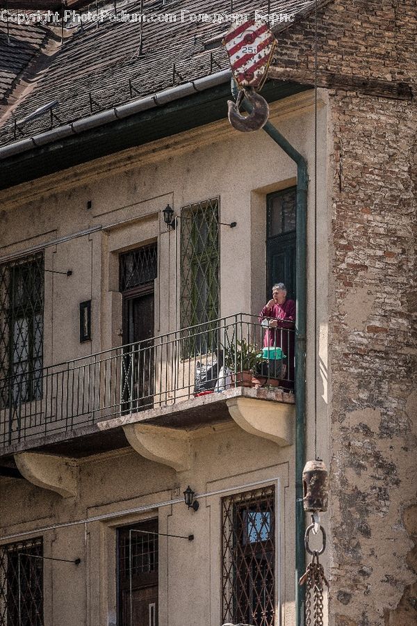 Balcony, Building, Cottage, Housing, Brick, Downtown, Town