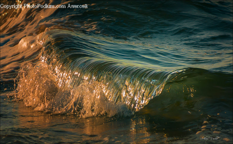 Outdoors, Sea, Sea Waves, Water, Light, Field, Grass