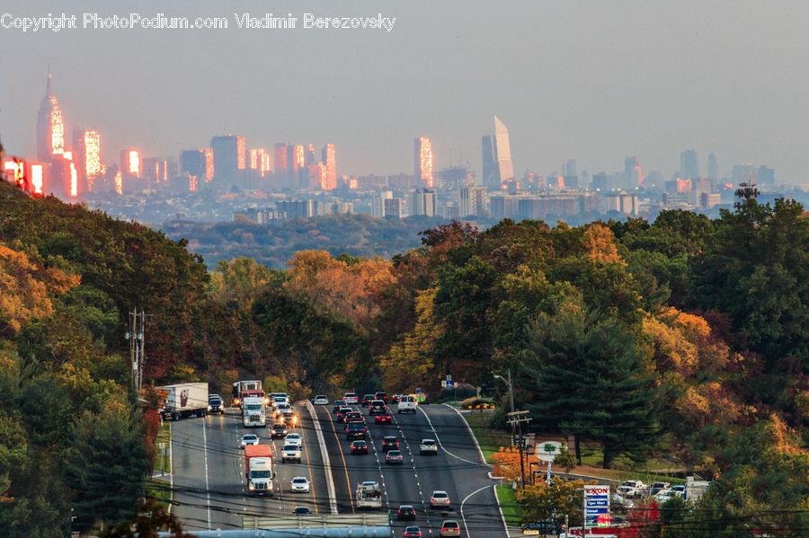 City, Downtown, Metropolis, Urban, Intersection, Road, Freeway