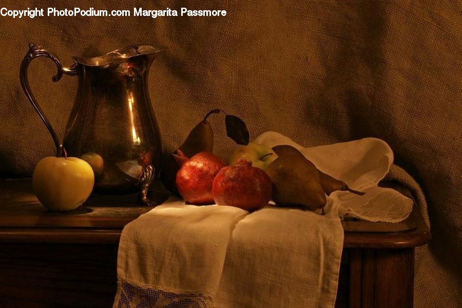 Art, Painting, Still Life, Pitcher, Citrus Fruit, Fruit, Orange