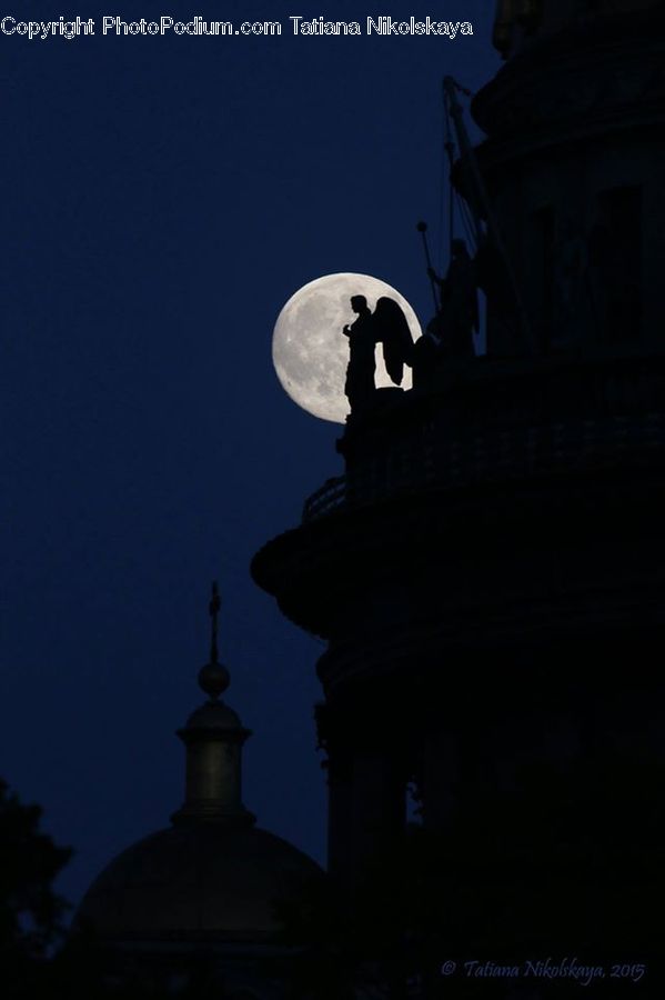 Astronomy, Moon, Night, Outdoors, Space, Silhouette, Full Moon
