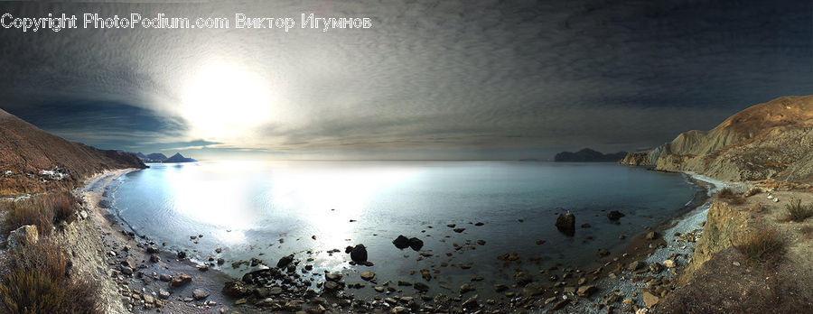 Coast, Cove, Outdoors, Sea, Water, Flare, Light