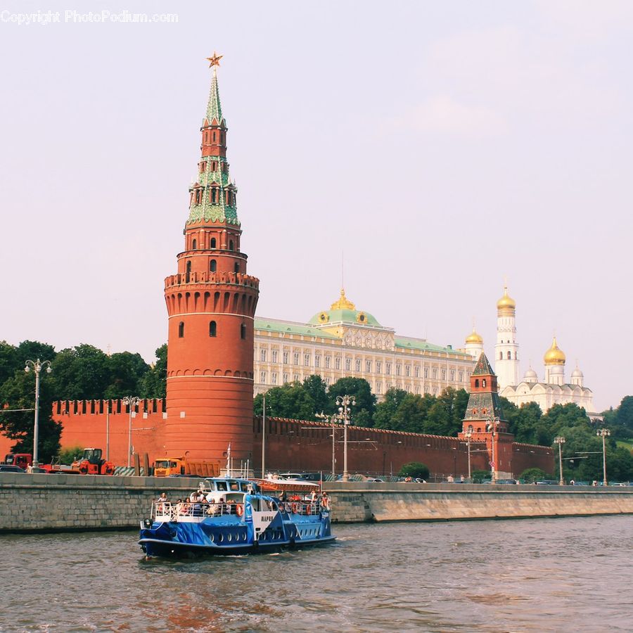 Architecture, Castle, Fort, Barge, Boat, Tugboat, Vessel